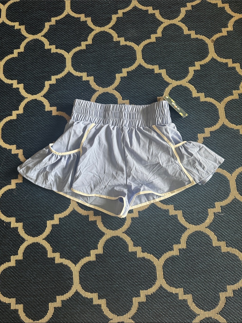 Light Blue Ruffle Skort with Cream Piping